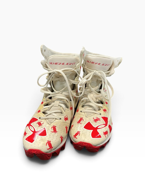 Vist Large View of Product Image Which is Used Under Armour LAX Cleats Boys Cardinal And White Junior 04