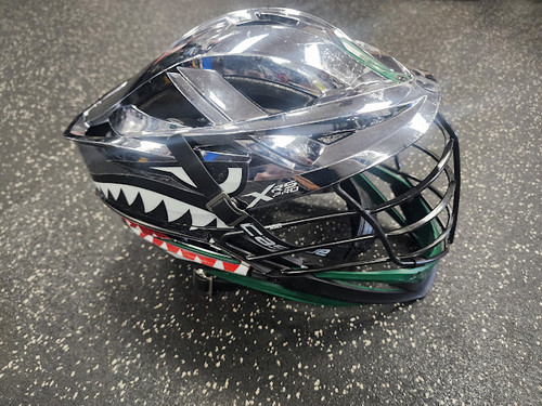 Vist Large View of Product Image Which is Used Cascade XRS PRO Kelly Post Lacrosse Helmet Chrome One Size