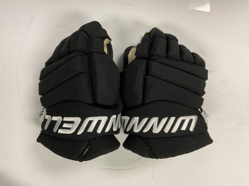Vist Large View of Product Image Which is Used WinnWell AMP 700 Junior Gloves Black And Neon Green 11"