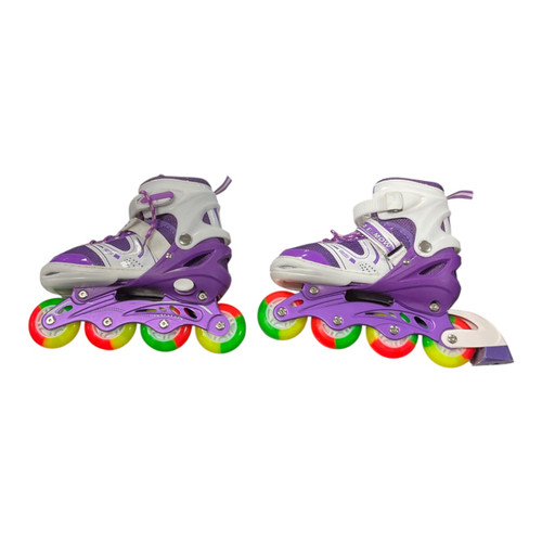 Vist Large View of Product Image Which is Used POWER E-MOW ADJ 5-7 Junior Rec Fitness Skates Purple Adjustable