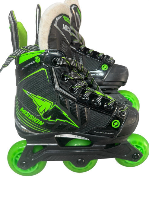 Vist Large View of Product Image Which is Used Mission Roller Hockey Skates Green Youth 13.0