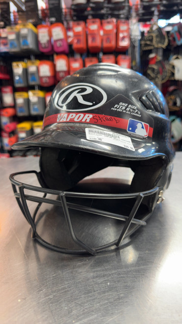 Vist Large View of Product Image Which is Used Rawlings VAPOR RCFH Batting Helmet w/Mask Black MD