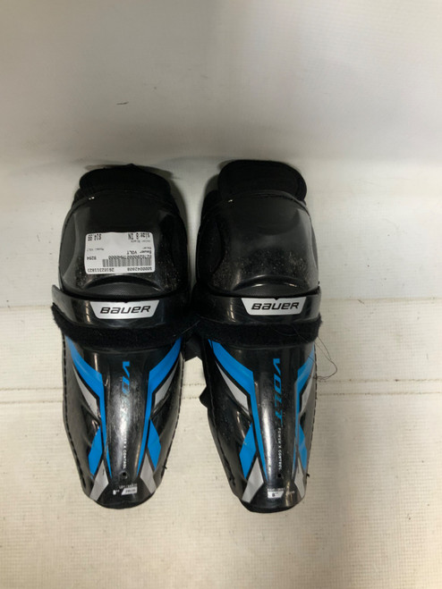 Vist Large View of Product Image Which is Used Bauer VOLT Youth Shin Guards Black 8"