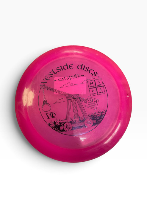 Vist Large View of Product Image Which is Used Westside VIP CATAPULT Disc Golf Driver Pink 169g