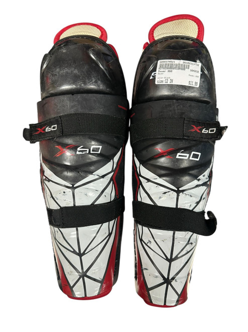 Vist Large View of Product Image Which is Used Bauer X60 Senior Shin Guards Black 12"