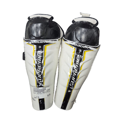 Vist Large View of Product Image Which is Used Bauer SUPREME ONE40 HCKY SHIN GUARDS Junior Shin Guards White 9"