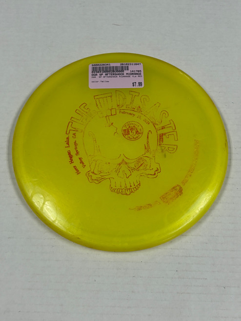 Vist Large View of Product Image Which is Used DGA SP AFTERSHOCK MIDRANGE YLW RED Disc Golf Mid Range Yellow