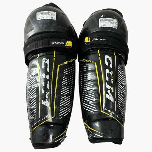 Vist Large View of Product Image Which is Used CCM 14IN CCM TACKS 9040 SHINS Senior Shin Guards Black 14"