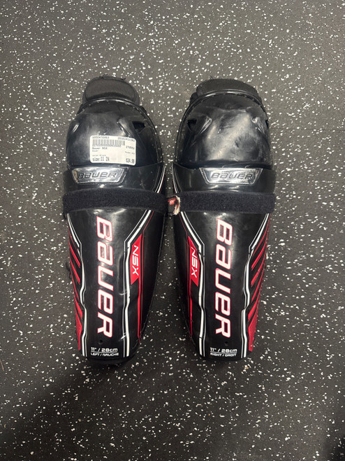 Vist Large View of Product Image Which is Used Bauer NSX Junior Shin Guards Black 11"