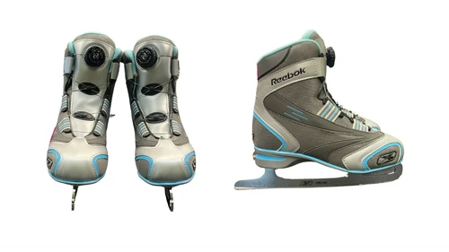 Vist Large View of Product Image Which is Used Reebok REEBOK FIGURE SKATE WomensFigure Skate Grey And Royal Blue Senior 9