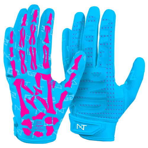 Vist Large View of Product Image Which is New NXTRND G2 Pro Skeleton Football Gloves Neon Blue & Pink 2X