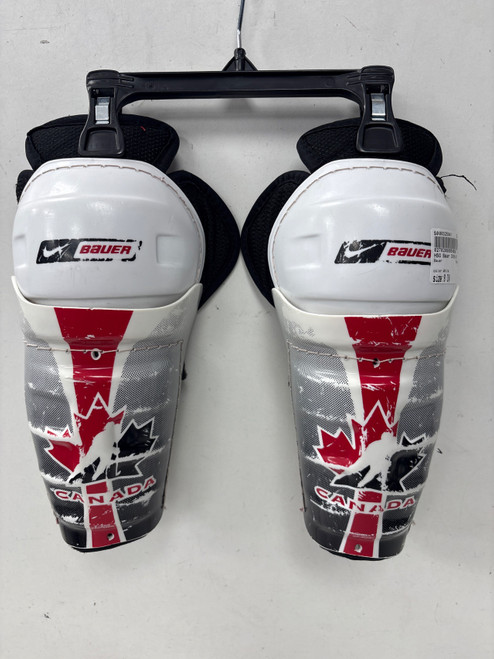 Vist Large View of Product Image Which is Used Bauer CANADA Youth Shin Guards White 8"
