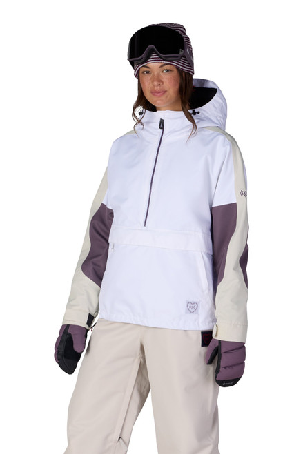 Vist Large View of Product Image Which is New 686 WOMEN'S OUTLINE SHELL ANORAK JACKET WHITE COLORBLOCK SM