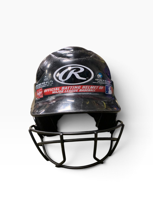 Vist Large View of Product Image Which is Used Rawlings HELMET WITH MASK Batting Helmet w/Mask Black One Size