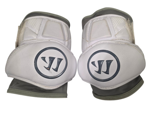 Vist Large View of Product Image Which is Used Warrior Burn Pro Lacrosse Arm Pads White Medium