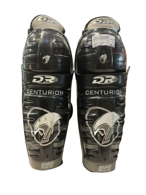 Vist Large View of Product Image Which is Used DR CENTURION Senior Shin Guards Black And Grey 12"