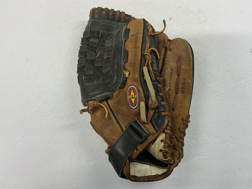 Vist Large View of Product Image Which is Used Easton Genuine Series GS90 RH Throw Fastpitch Gloves Black And Copper 13"
