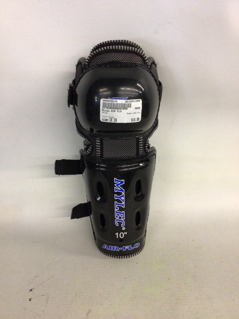 Vist Large View of Product Image Which is Used Mylec AIR FLO Youth Shin Guards Black 10"