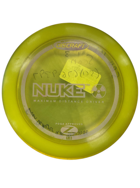 Vist Large View of Product Image Which is Used Discraft NUKE Disc Golf Driver Yellow 167g