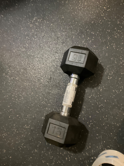 Vist Large View of Product Image Which is Used Hex Dumbbell (Each) 15 lb