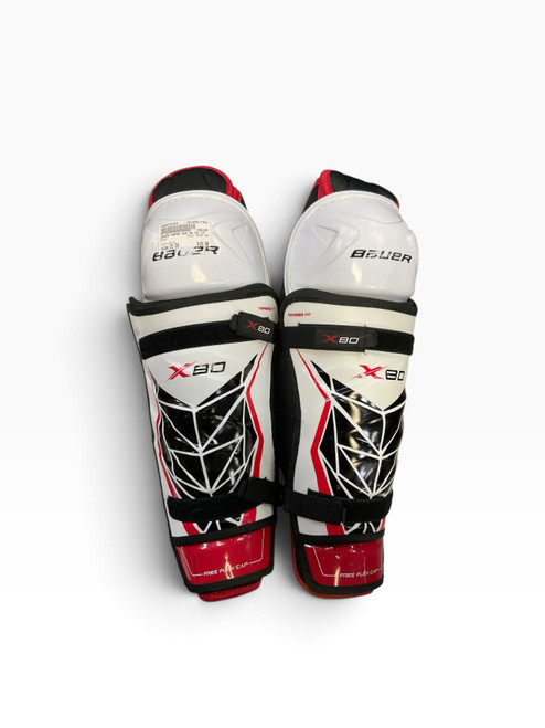 Vist Large View of Product Image Which is Used Bauer VAPOR X80 Senior Shin Guards White 15"