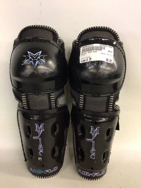 Vist Large View of Product Image Which is Used Mylec AIR FLO Junior Shin Guards Black 8"