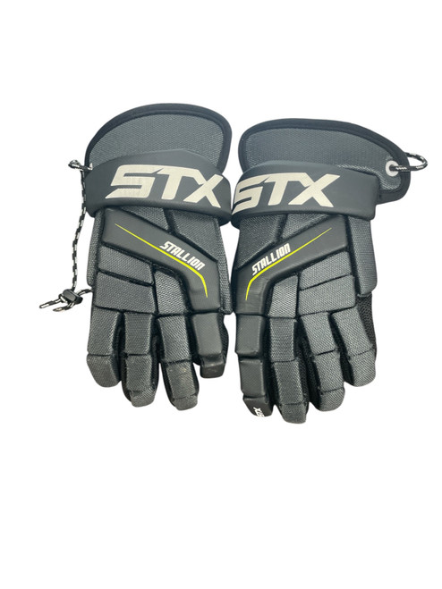 Vist Large View of Product Image Which is Used STX Stallion 200 lacrosse gloves black 11 inch, backhand