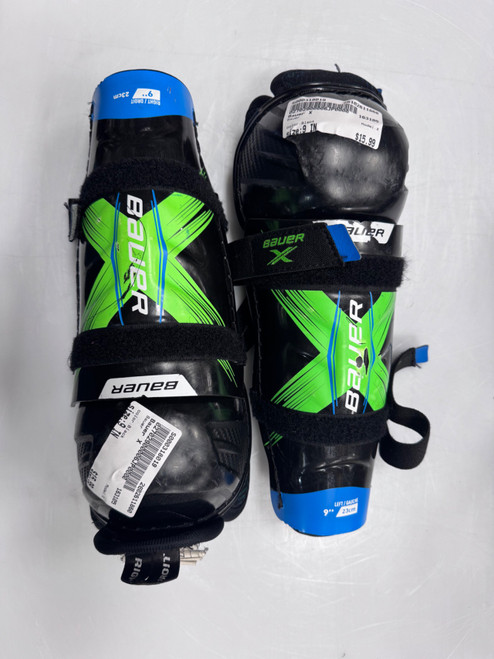Vist Large View of Product Image Which is Used Bauer X Youth Shin Guards Black 9"