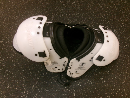 Vist Large View of Product Image Which is Used Schutt BLCOKER FB Shoulder Pads White LG