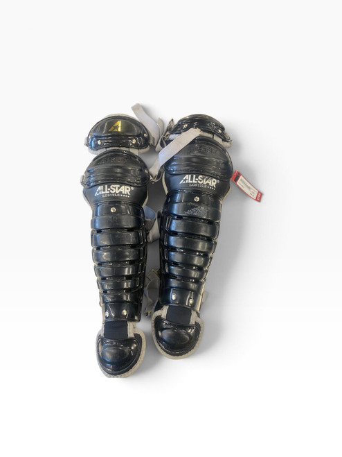 Vist Large View of Product Image Which is Used All-Star BLACK ADULT SHIN GUARDS Catchers Leg Guards Black Adult