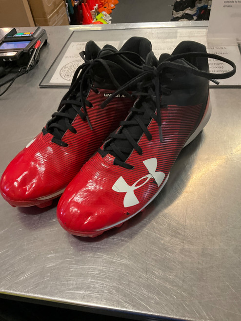 Vist Large View of Product Image Which is Used Under Armour Adult FB Cleats Red Senior 11.5