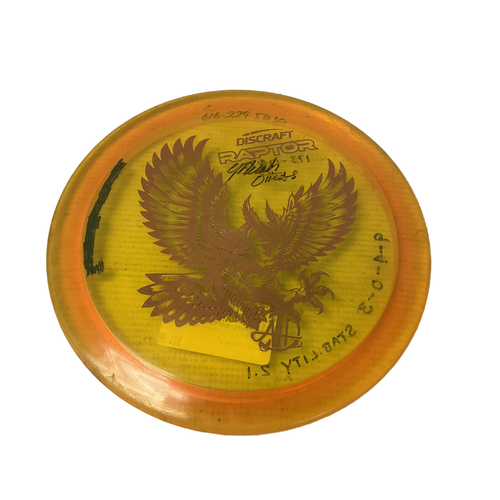 Vist Large View of Product Image Which is Used Discraft RAPTOR DRIVER Disc Golf Driver Orange