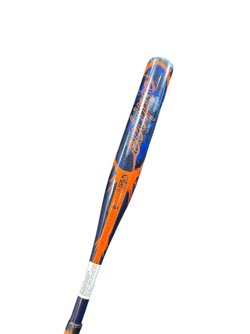 Vist Large View of Product Image Which is Used Rawlings 2022 ECLIPSE 30/18 BB/SB Fastpitch Bat Navy Blue And Orange 30"