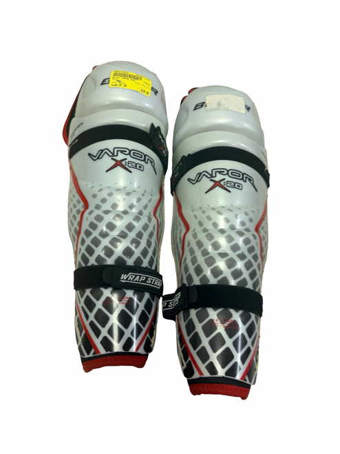 Vist Large View of Product Image Which is Used Bauer VAPOR X20 Senior Hockey Shin Guards White 14"