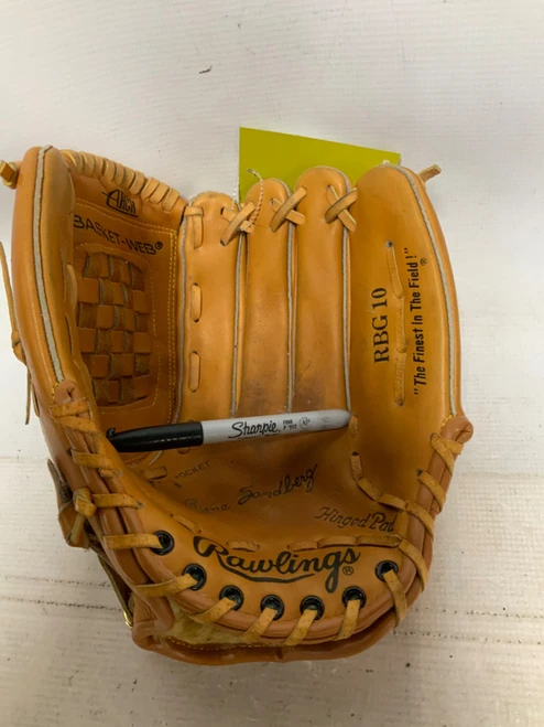 Vist Large View of Product Image Which is Used Rawlings RBG10 RYNE SANDBERG BB/SB Glove RH Throw Brown 13"