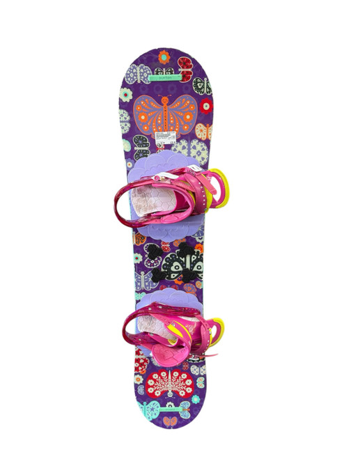 Vist Large View of Product Image Which is USED BURTON CHICKLET GIRLS COMPLETE SNOWBOARD W/ BINDINGS - 120 cm