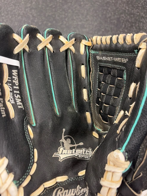 Vist Large View of Product Image Which is Used Rawlings WFP115MT BB/SB Glove LH Throw Black 11 1/2"