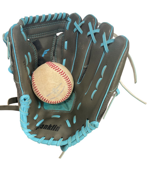 Vist Large View of Product Image Which is Used Franklin 22750 Baseball/Softball (BB/SB) Glove 10 1/2" Right Hand Throw (RHT) Royal Blue/Grey, palm view
