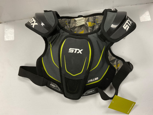Vist Large View of Product Image Which is Used STX STALLION 200+ Lacrosse Shoulder Pads Black LG