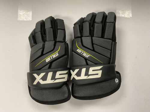 Vist Large View of Product Image Which is Used STX STALLION 200 Lacrosse Gloves Mens Black LG
