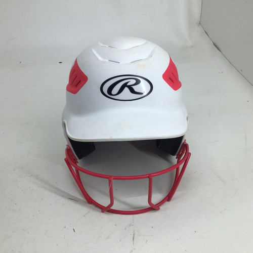 Vist Large View of Product Image Which is Used Rawlings RCFH 6 1/2 - 7 1/2 HELMET W/ MASK Batting Helmet w/Mask White One Size