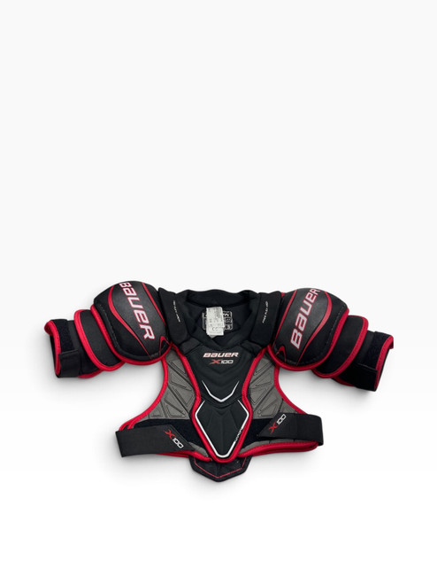 Vist Large View of Product Image Which is Used Bauer X100 Junior Shoulder Pads LG