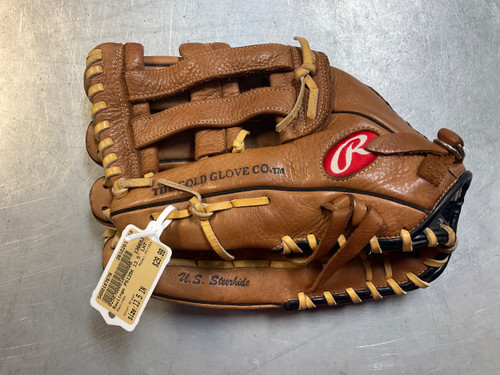 Vist Large View of Product Image Which is Used Rawlings PS135K BB/SB Glove LH Throw Brown 13 1/2"