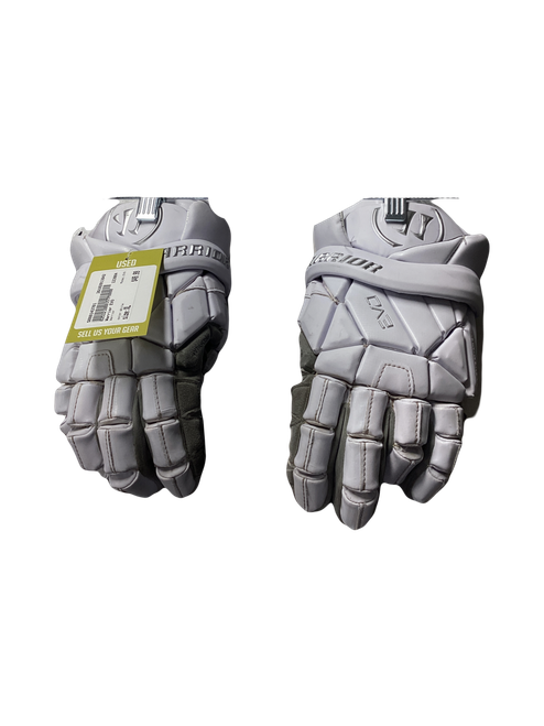 Vist Large View of Product Image Which is Used Warrior EVO Lacrosse Gloves Mens White XL