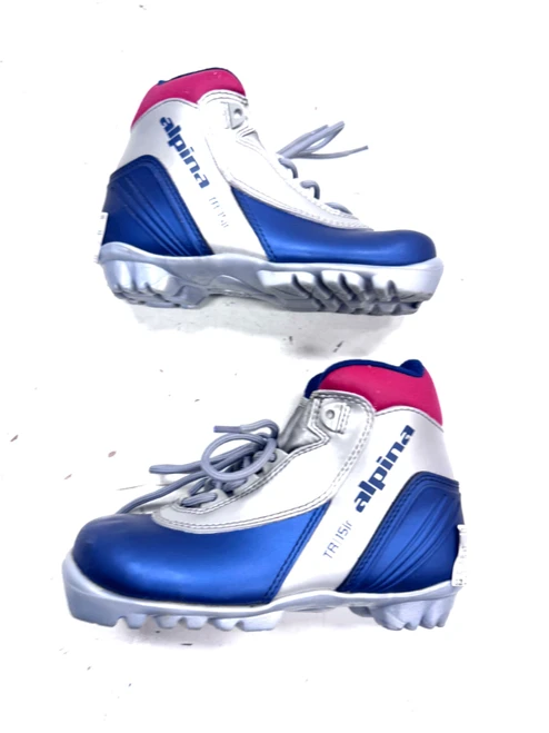Vist Large View of Product Image Which is Used Alpina TR15 Boys NNN XC Ski Boots Royal Blue JR-01