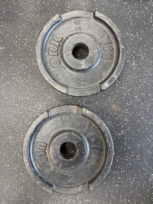 Vist Large View of Product Image Which is Used York 25LB YORK OLYMPIC PLATE PAIR 