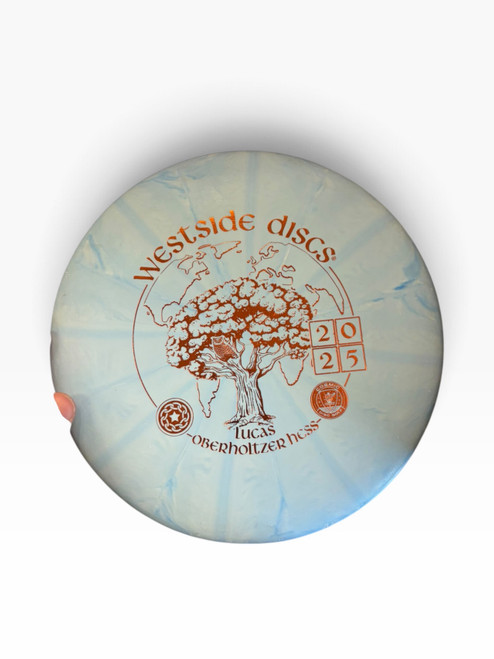 Vist Large View of Product Image Which is Used Westside LUCAS OBERHOLTZERHESS Disc Golf Putter Carolina Blue
