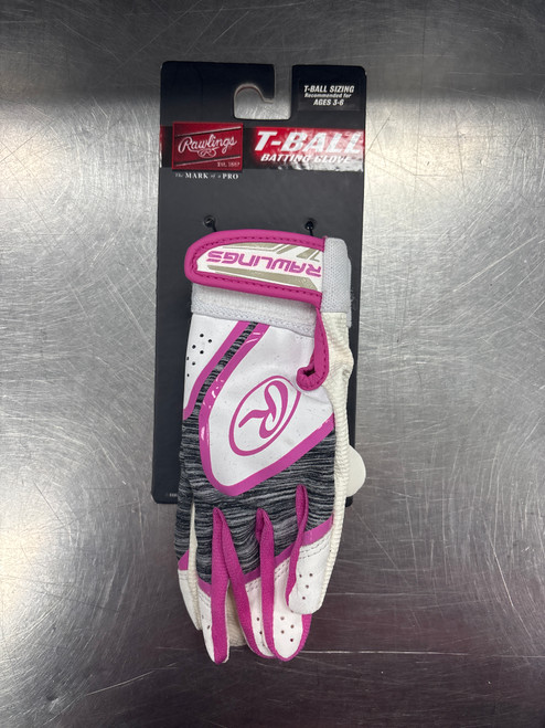 Vist Large View of Product Image Which is Used Rawlings T-BALL BATTING GLOVES BB/SB Batting Gloves Pink Youth