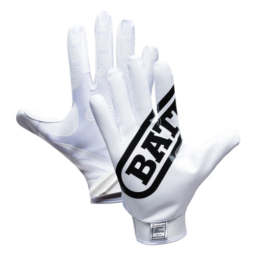 Vist Large View of Product Image Which is Battle Sports Double Threat Youth Receiver Gloves White #9302Y