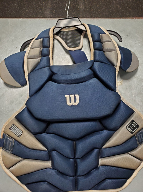 Vist Large View of Product Image Which is Used Wilson WTA4605 CP NOCSAE SR Catchers Chest Protector Navy Blue Adult